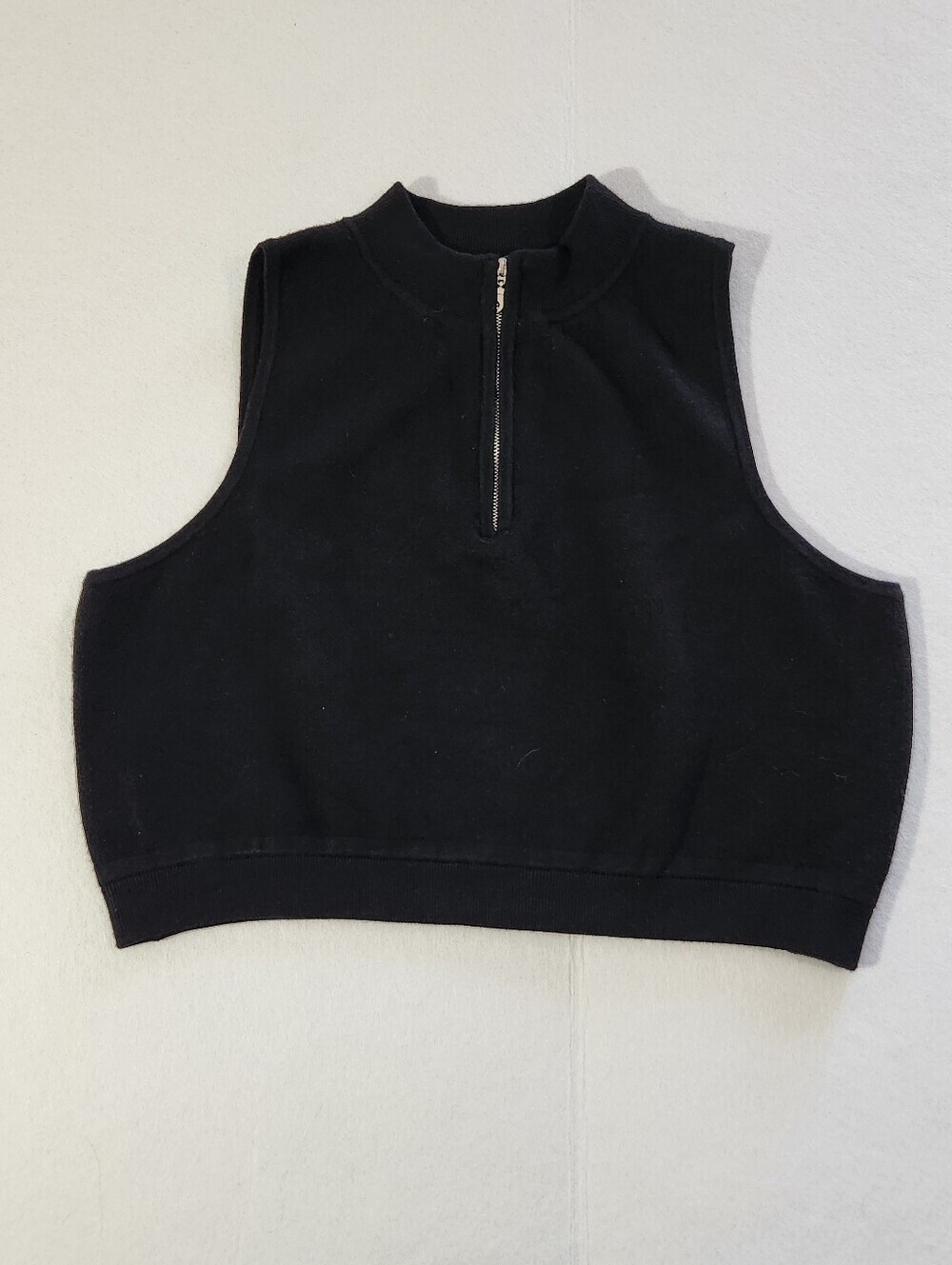 wild fable Black Ribbed Knit Crop Top with Front Zip Detail Size XXL